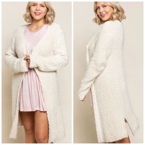 NEW POL Faux Mohair Open Textured Cardigan